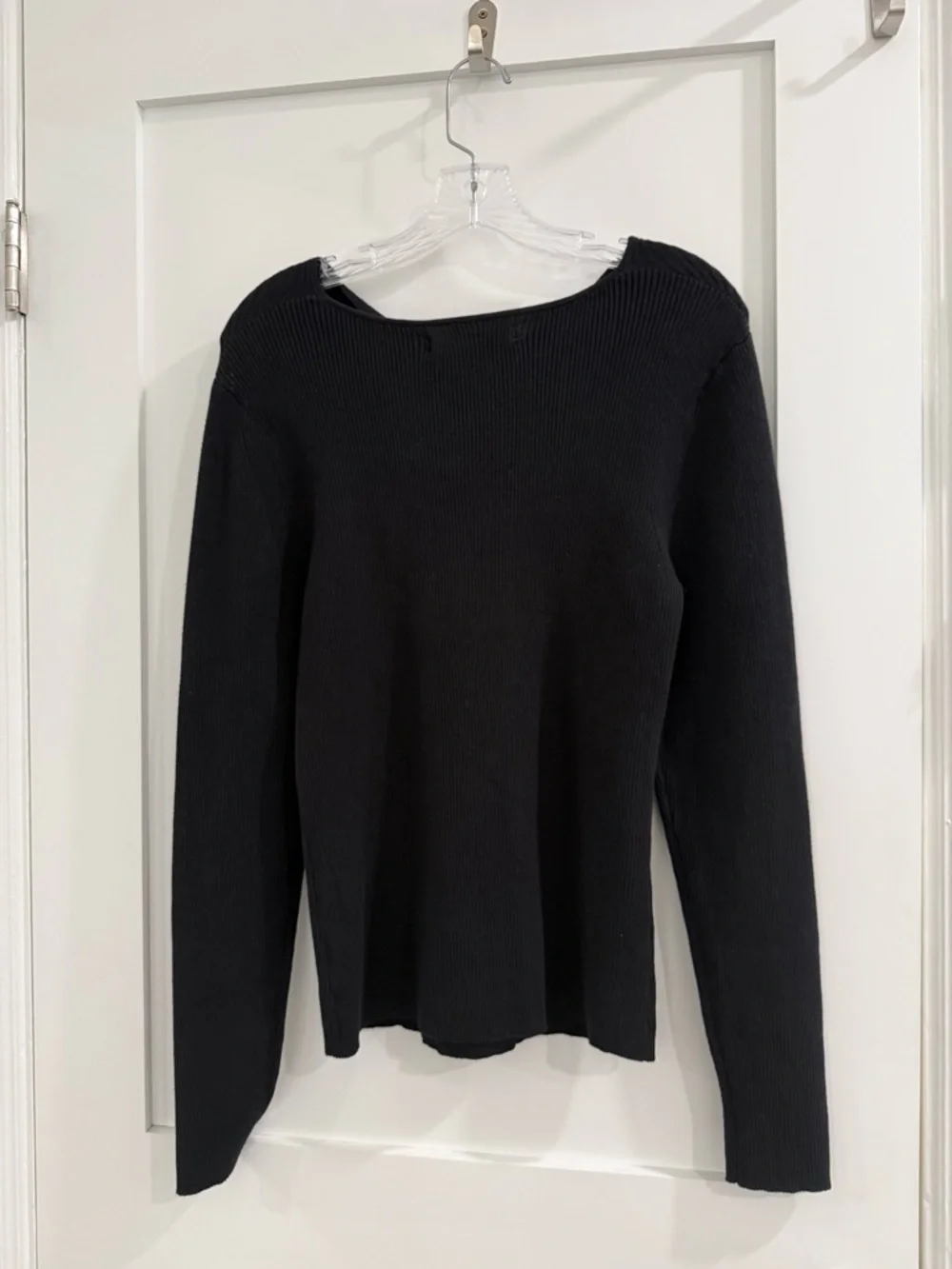 NWT SAMSOE Black ribbed cotton blend Eveley crew neck sweater w/ cut out (read)